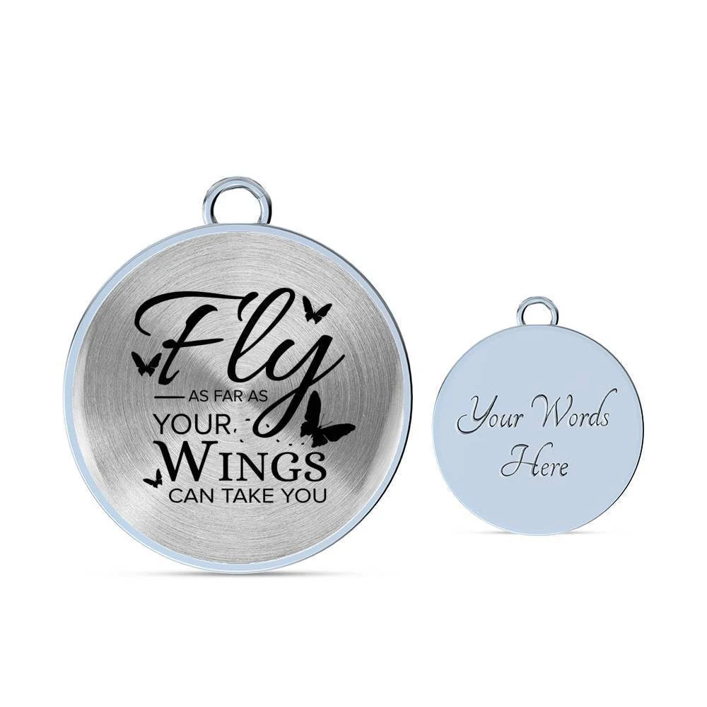 Fly As Far As Your Wings Can Take You Transparent Personalized Engraved Silver